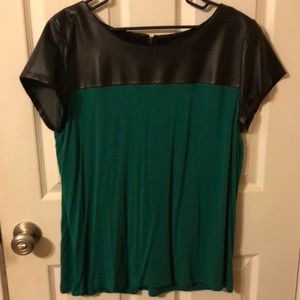 Green with black top shirt